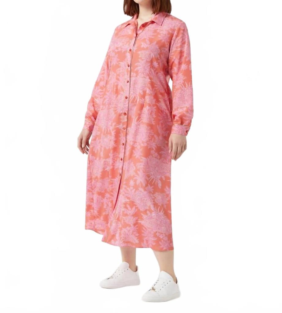 Marina Rinaldi Zona Crepe De Chine Toile Dress In Orange