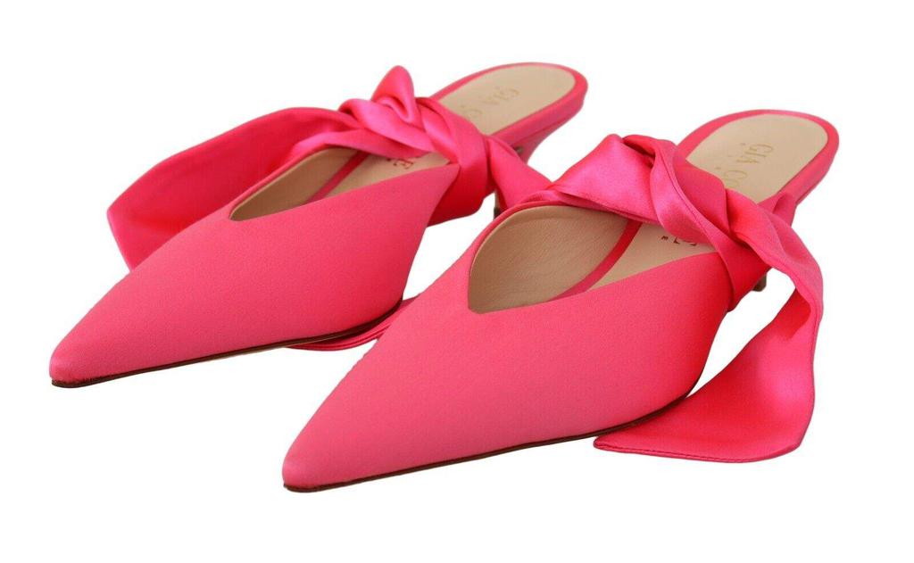 Gia Couture GIA COUTURE Pink Leather Lace Up Kitten Heels Pumps Shoes