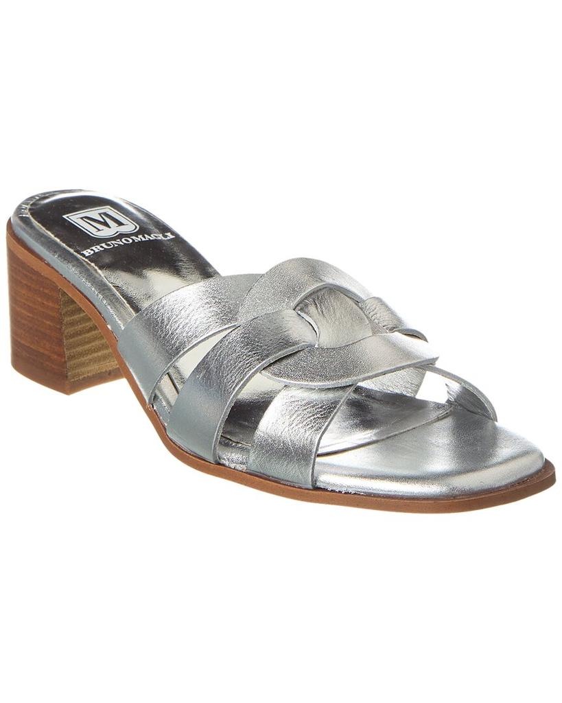 M by Bruno Magli Aria Leather Sandal, 9, Metallic