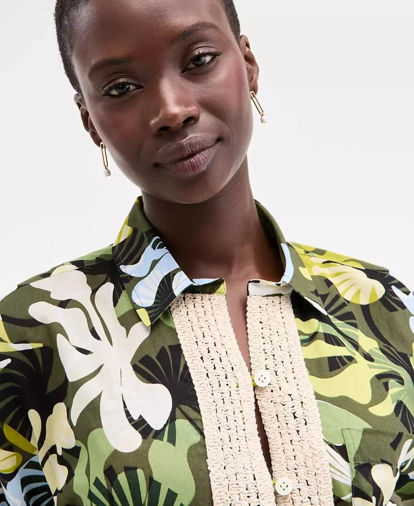 On 34th Women's Leaf-Print Crochet-Trim Shirt, Exclusively at Macy's 3