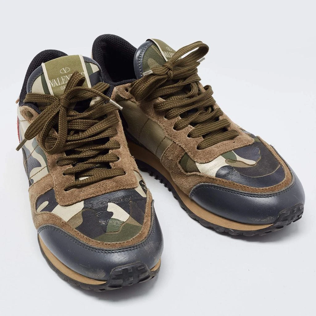 Valentino Valentino Multicolor Camo Print Leather and Suede Rockrunner Sneakers Size 37 4