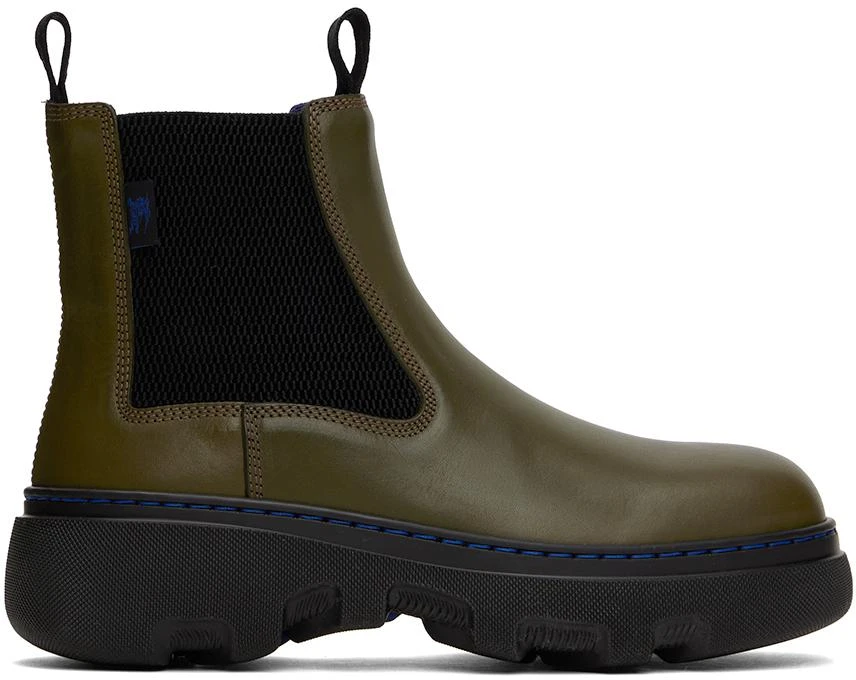 Burberry Green Leather Creeper Chelsea Boots 1