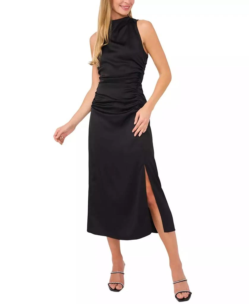 CeCe Women's Satin Ruched Side-Split Midi Dress 1