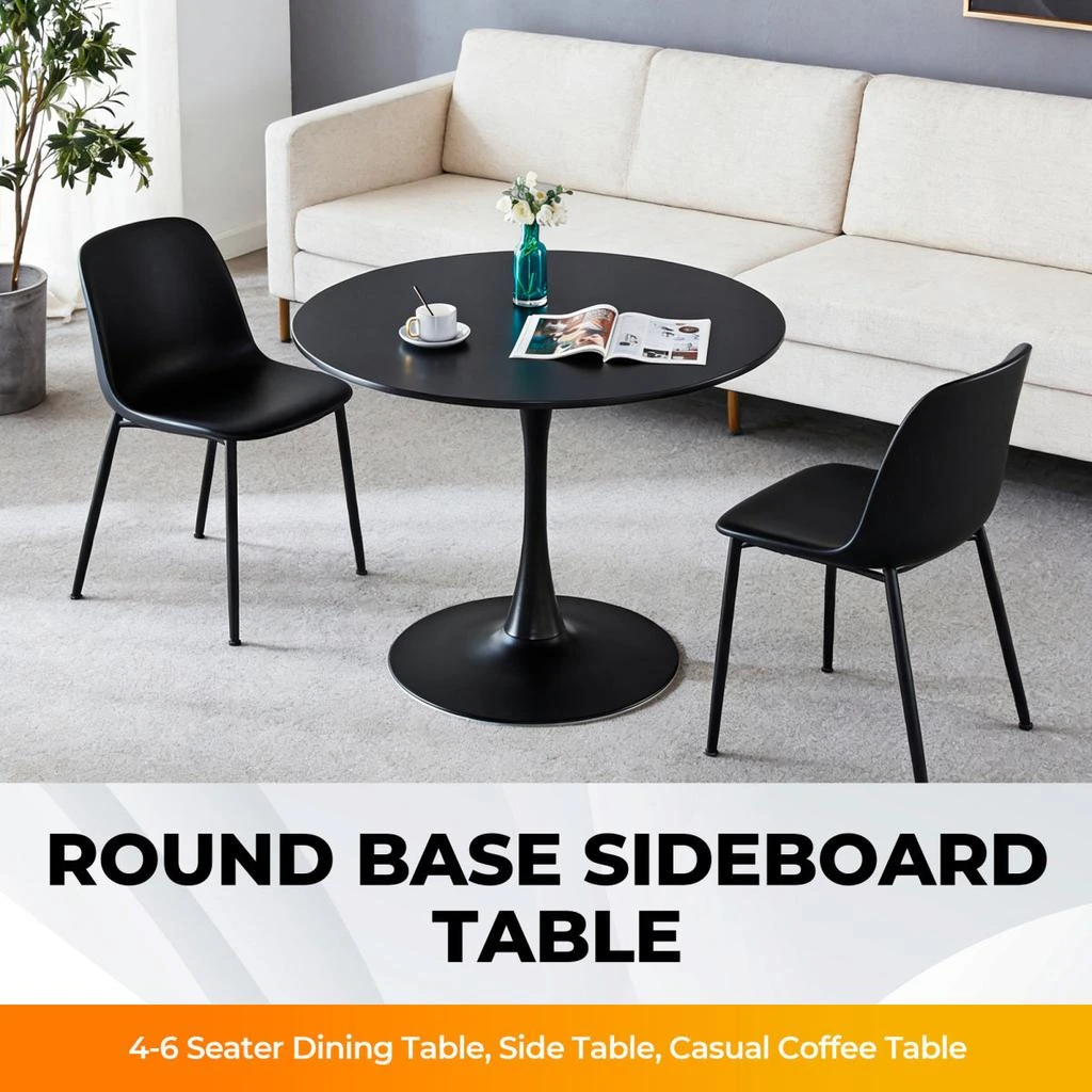 Streamdale Furniture Streamdale Tulip Dining Table - Mid-century Round MDF Top, Seats 4-6 2