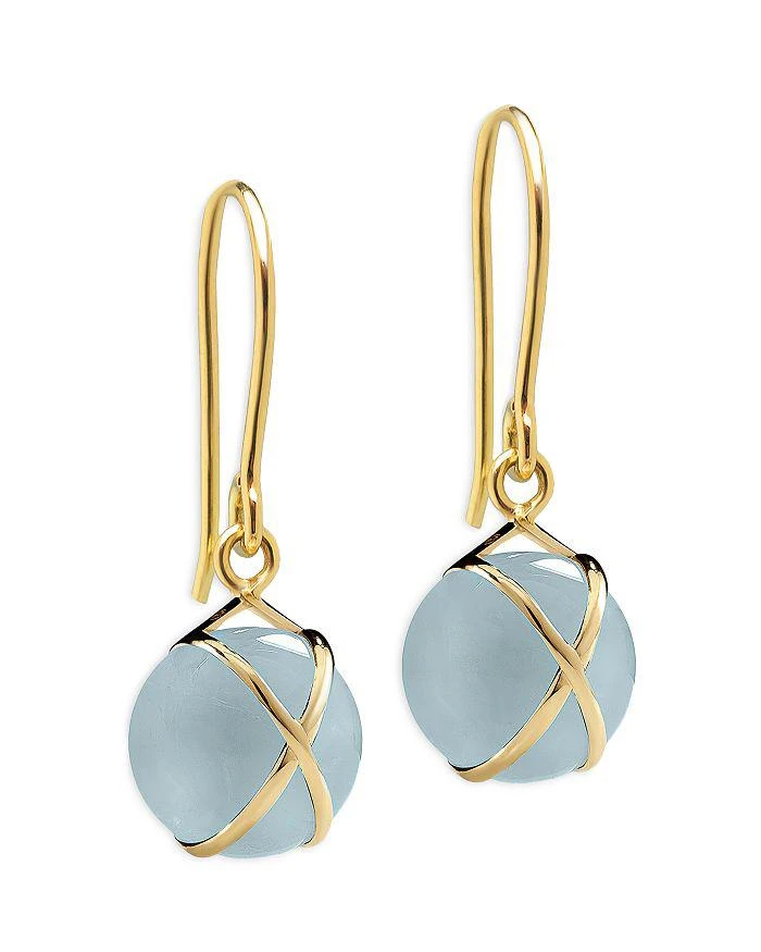 L. Klein 18K Yellow Gold Prisma Aquamarine Crossover Drop Earrings 1