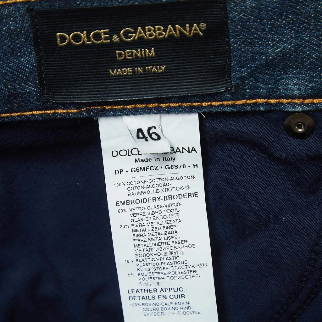 Dolce & Gabbana Dolce & Gabbana Navy Blue Ripped Denim Crystal Embellished Jeans L Waist 33" 5