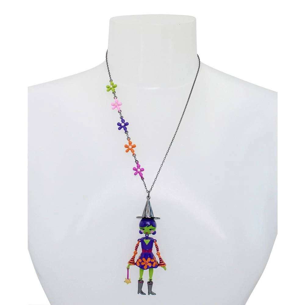 Betsey Johnson Faux Stone Witch Pendant Necklace 3