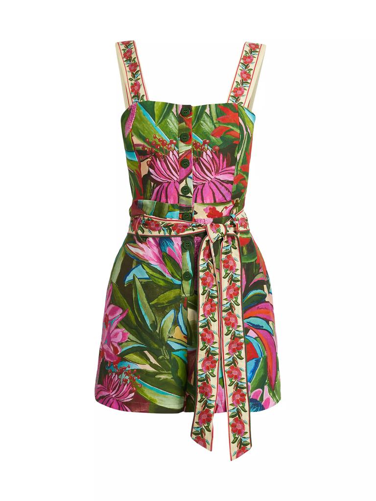 Farm Rio Jardin De Reve Floral Tie-Waist Romper