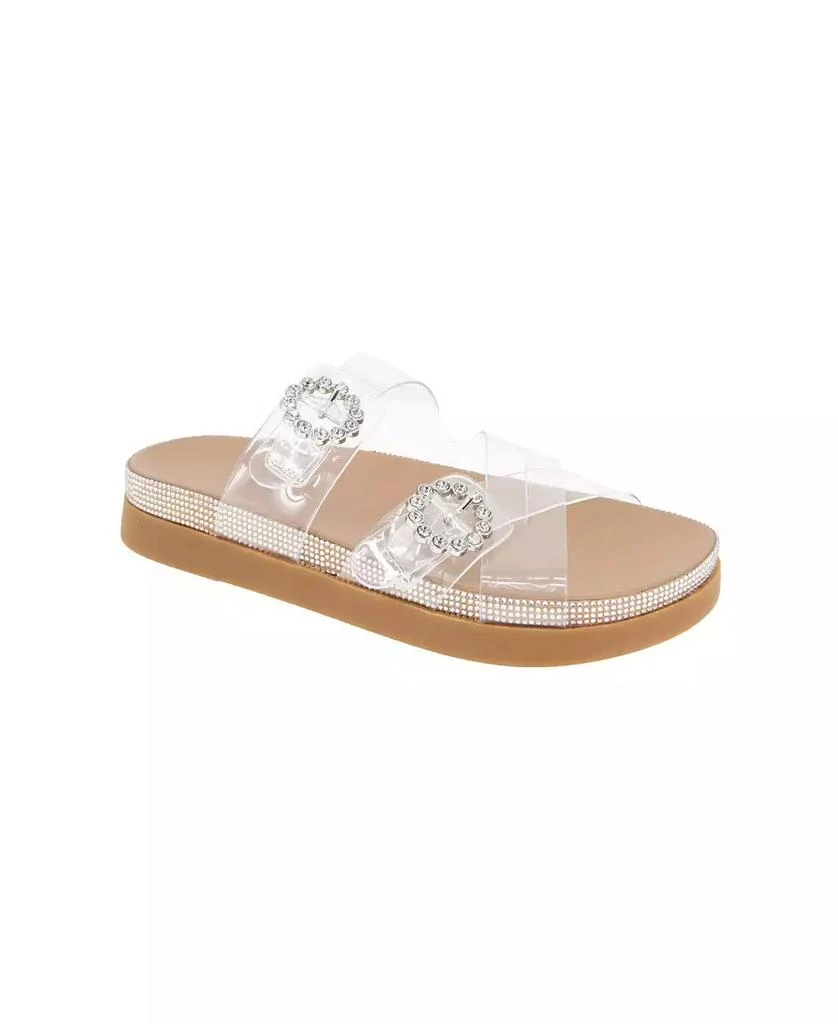 BCBG Women's Jia Rhinestone Buckle Flat Sandals 1