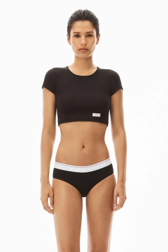 Alexander Wang Cropped Short-Sleeve Tee in Ribbed Cotton Jersey 1