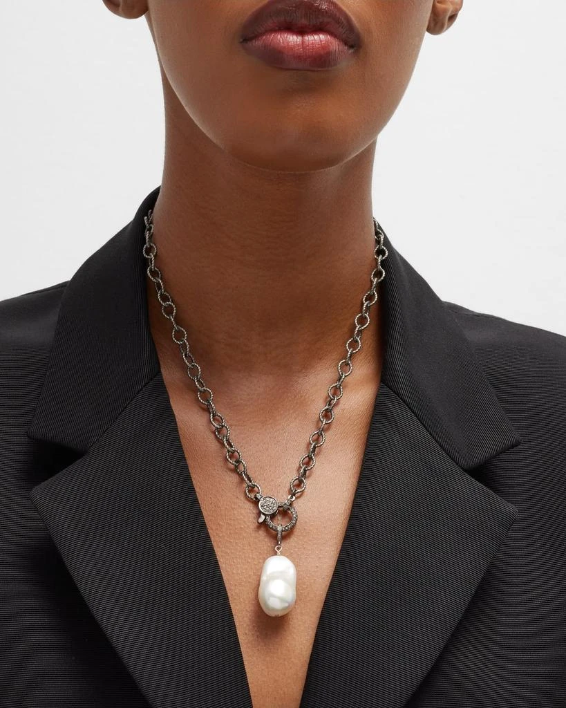 Margo Morrison Large White Baroque Pearl Charm with Diamond Jump Ring, 15-18mm 2