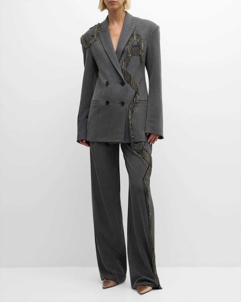 Hellessy Cliff Crystal Fringe Straight-Leg Pants 3