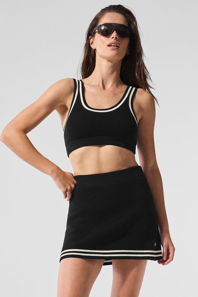 Alo Tennis Club Sweater Knit Bra - Black/Ivory