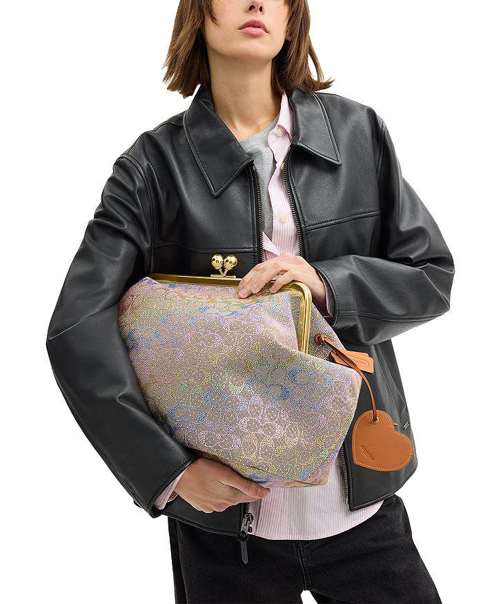 Coach Kisslock Frame Medium Crystal Signature Jacquard Hobo Bag