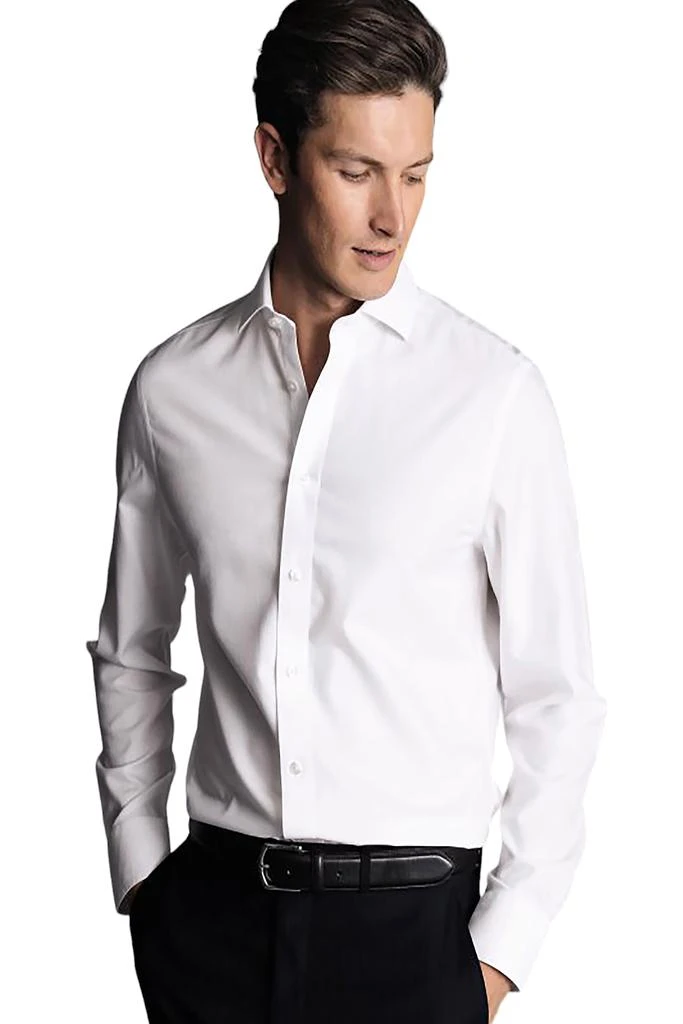 Charles Tyrwhitt Men's Non-Iron Clifton Weave Cutaway Slim Fit Shirt Double Cuff 9