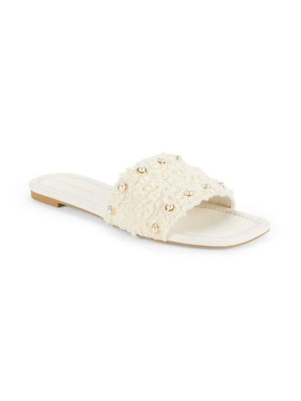 Stuart Weitzman Simulated Pearl Embellished Flat Slides 2