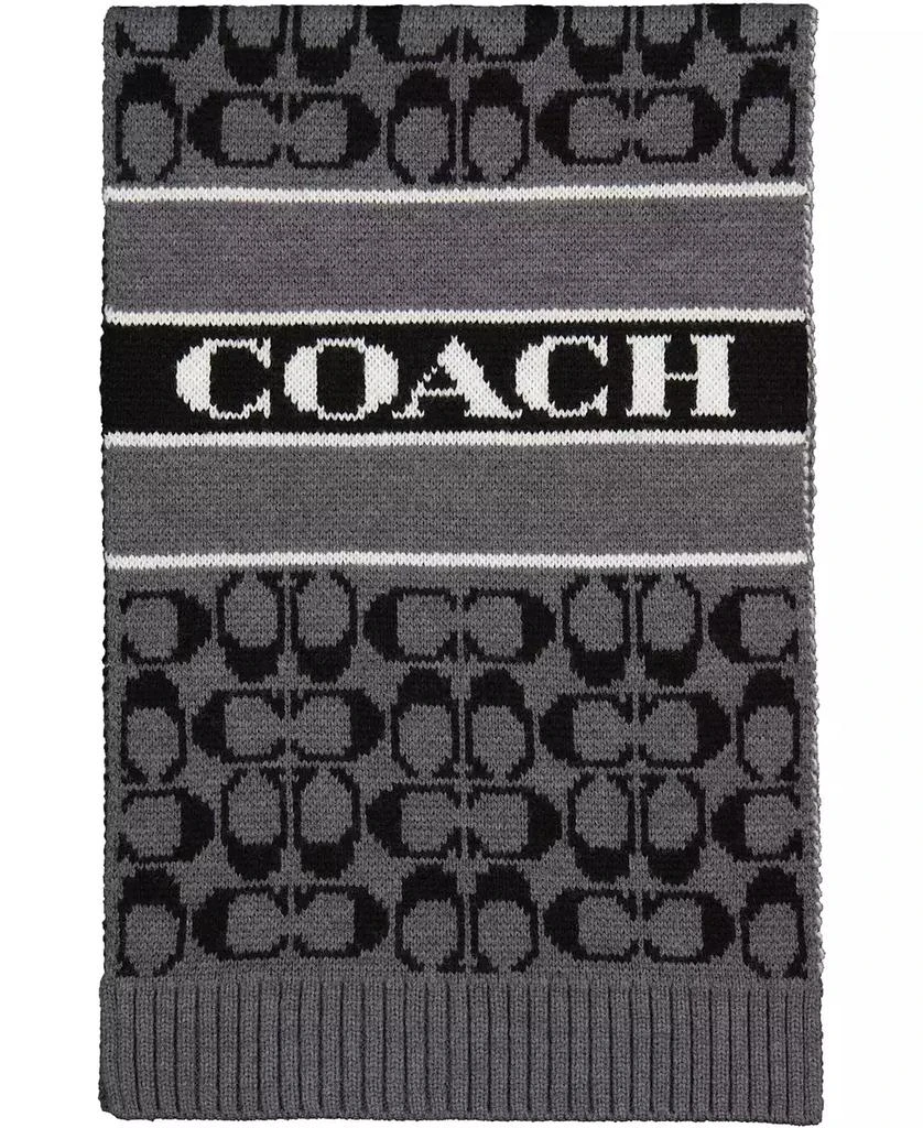 Coach Women's Signature Logo Wool-Blend Rib Knit Scarf 3