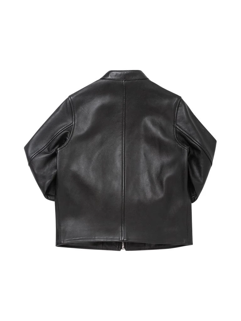 DIESEL KIDS Logo Embossed Leather Jacket 3