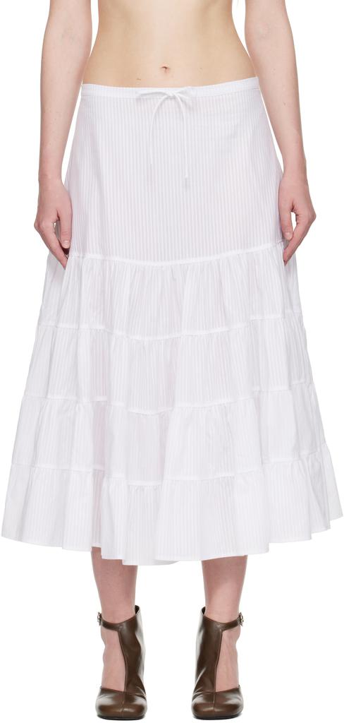 OPEN YY White Rolled Waist Tiered Midi Skirt - Dresses