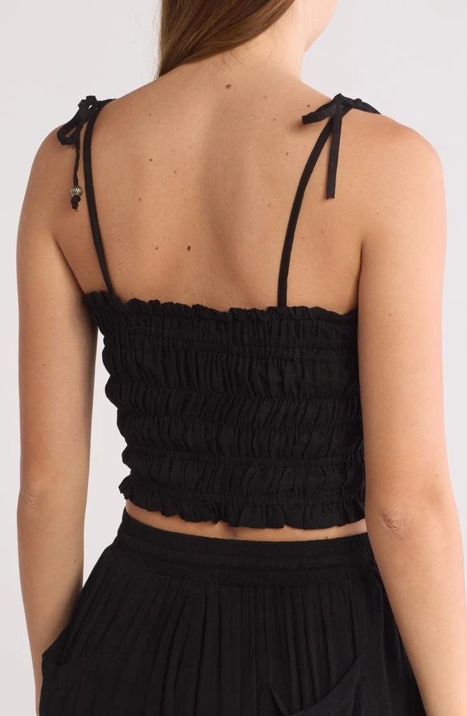 Elan Tie Strap Smocked Crop Top 2