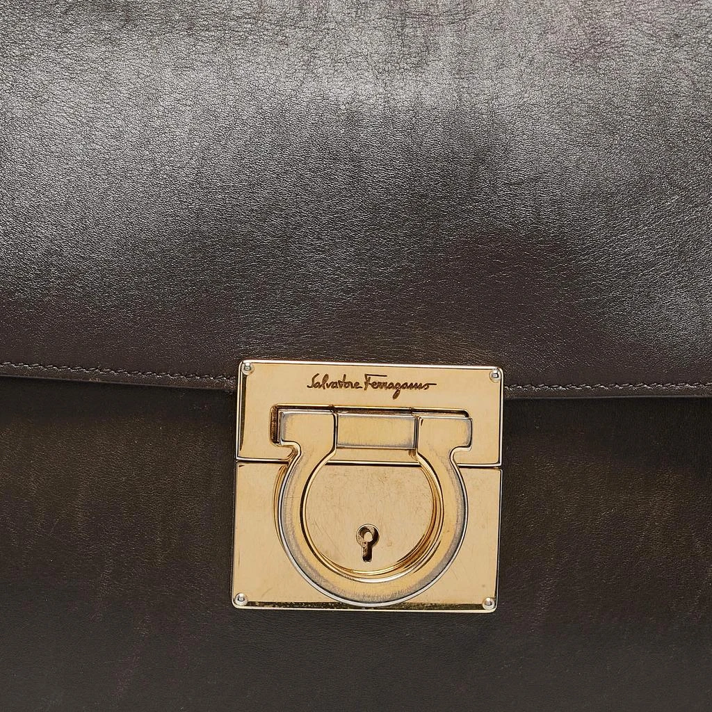 Salvatore Ferragamo Salvatore Ferragamo Dark Brown Leather Gancio Shoulder Bag 7