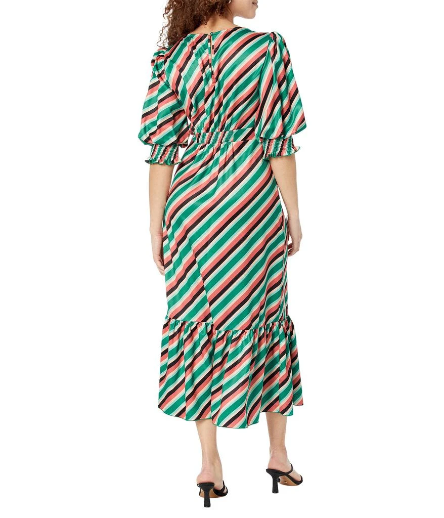 LITTLE MISTRESS Stripe Satin Peplum Midi Dress 2