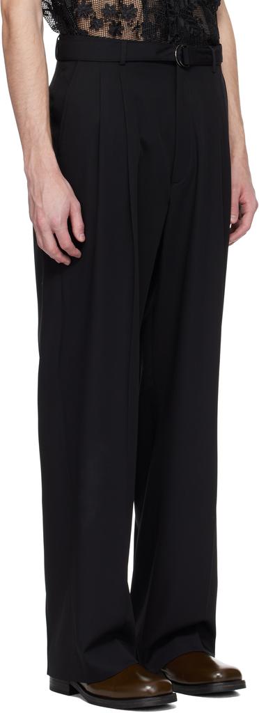 CMMN SWDN Black Omari Double Pleated Trousers