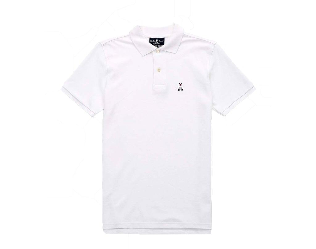 Psycho Bunny Men's Norris Pique Polo White B6K502Z1PC-WHT