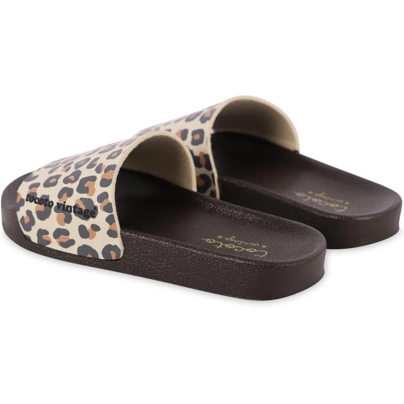 Tocoto Vintage Leopard print slide sandals in beige and brown 2