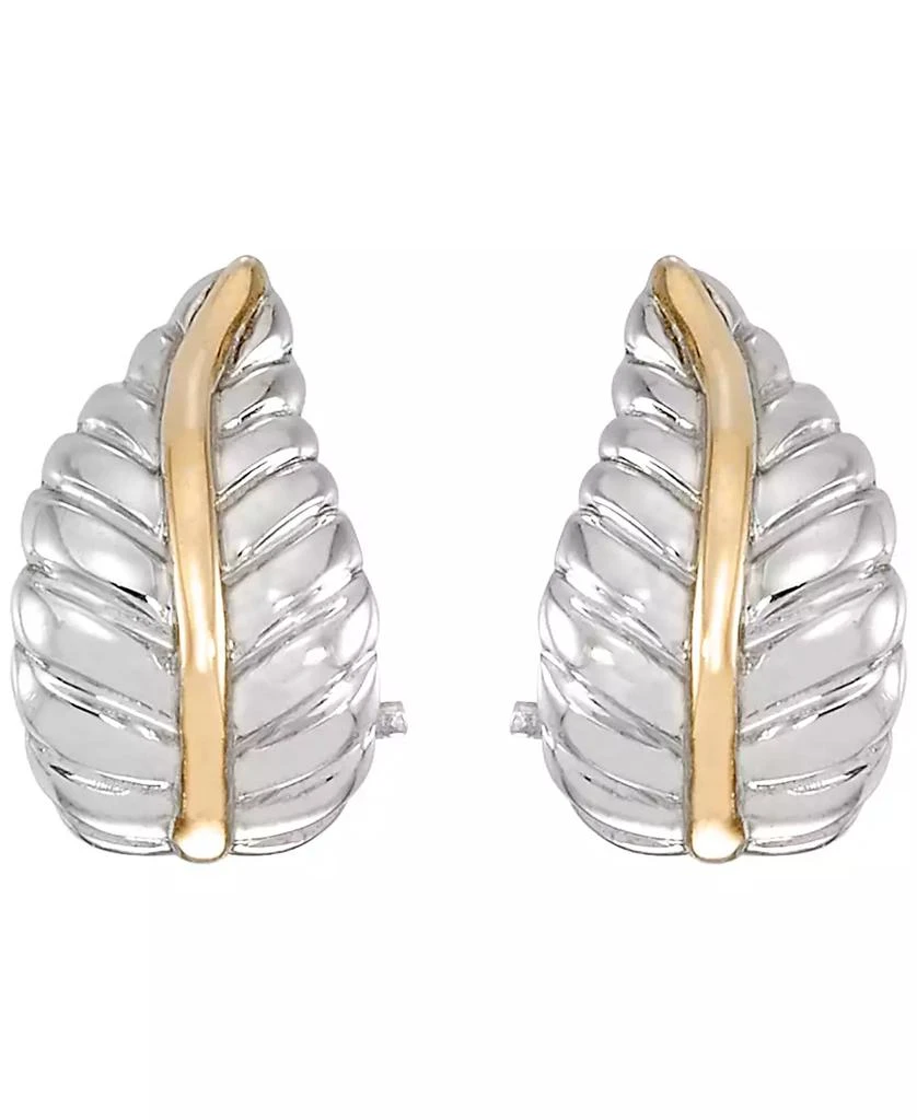 Macy's Leaf Stud Earrings in 14k Yellow Gold Over Sterling Silver 2