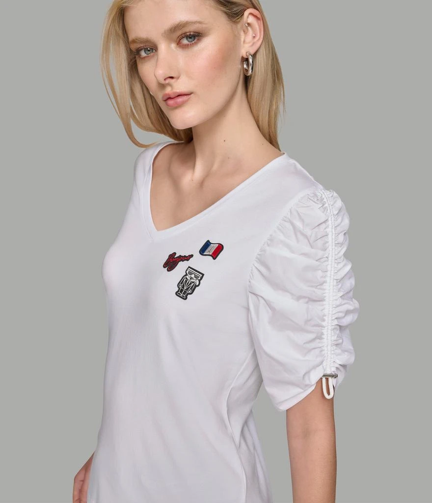 Karl Lagerfeld Paris RUCHED SHORT SLEEVE TOP WITH PINS 3
