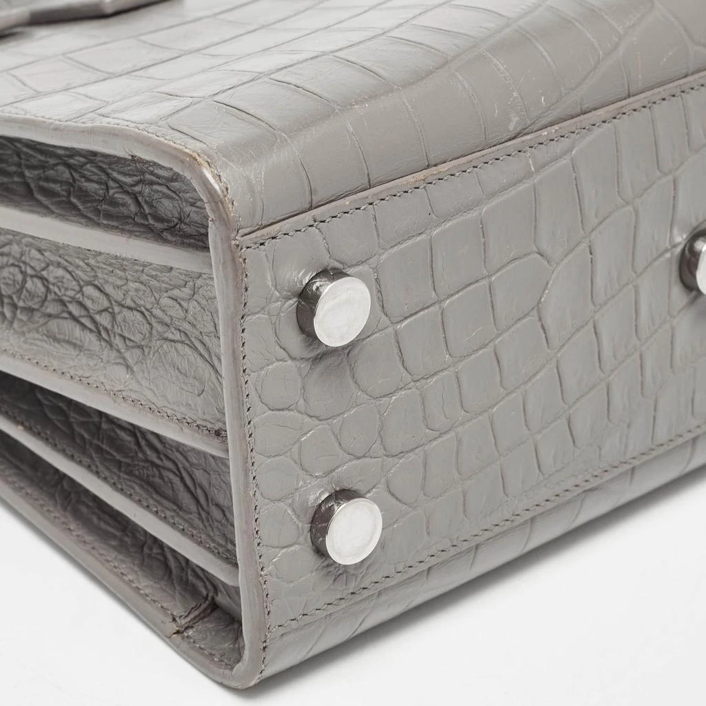 Yves Saint Laurent Saint Laurent Grey Croc Embossed Leather Nano Classic Sac De Jour Tote 22