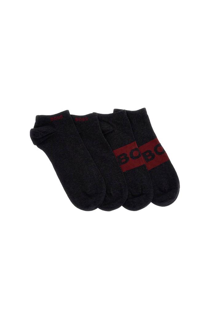 Hugo Boss dark grey short socks with logo 2 pairs 80% cotton made in italy
