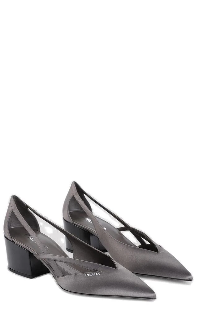 Prada Prada Pointed-Toe Satin Cut-Out Pumps 3
