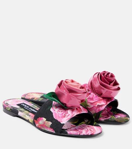 Dolce 
Gabbana Floral-appliqué brocade slides 1