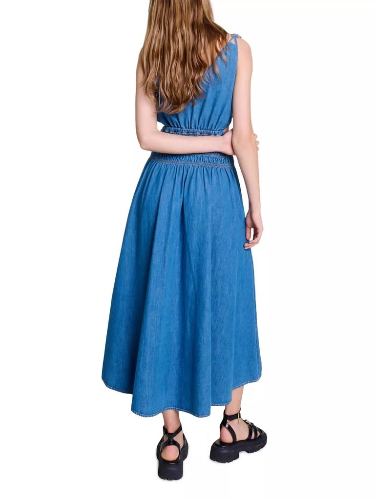 Maje Cutaway Denim Midi Dress 4