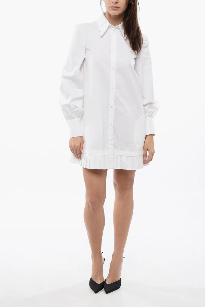 Off-White Off-White Popeline Shirt Dress with Pleated Hem 1