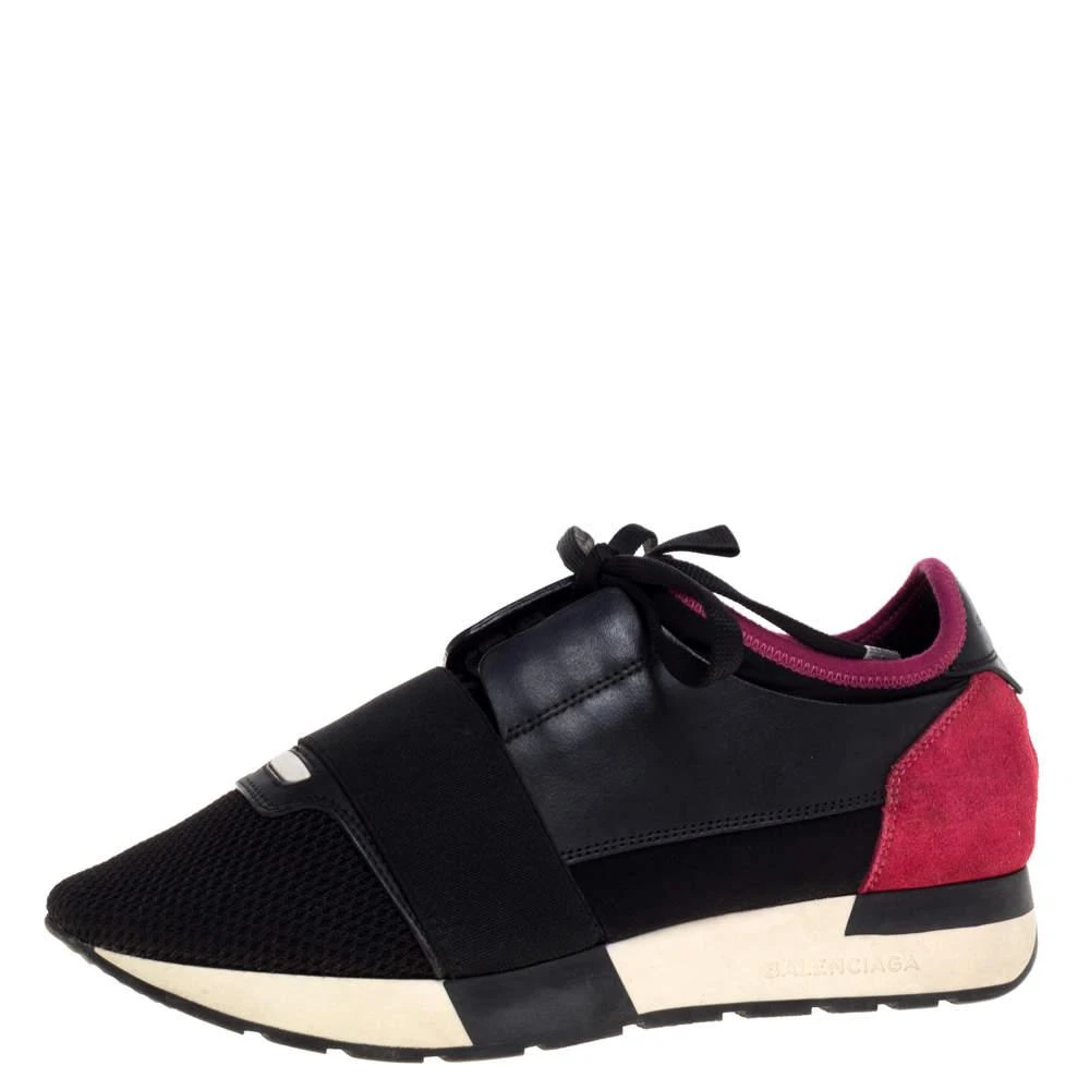 Balenciaga Balenciaga Black/Pink Leather And Mesh Race Runner Low Top Sneakers Size 37 1