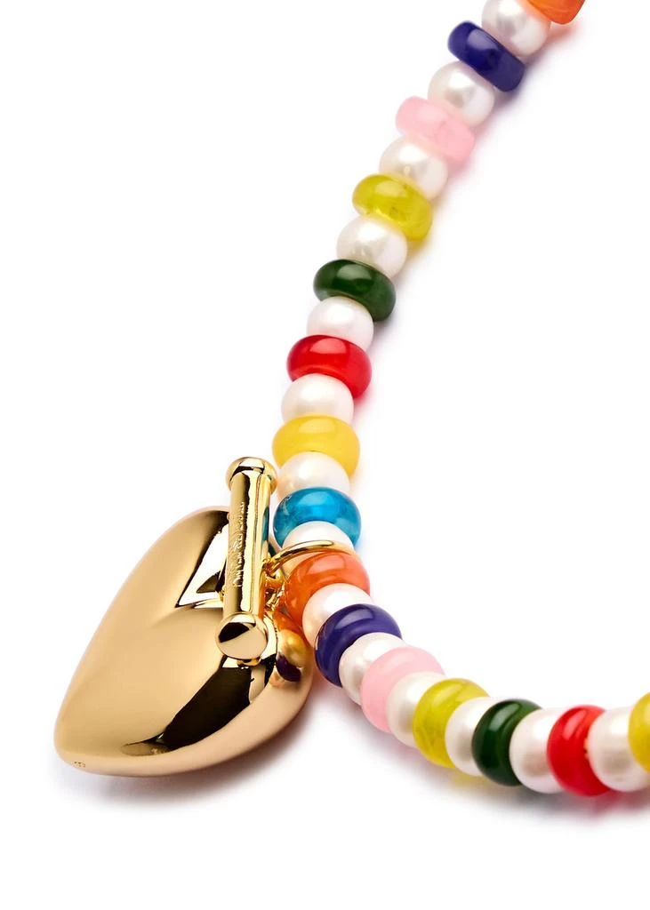 Timeless Pearly Heart 24k gold-plated and beaded necklace 3