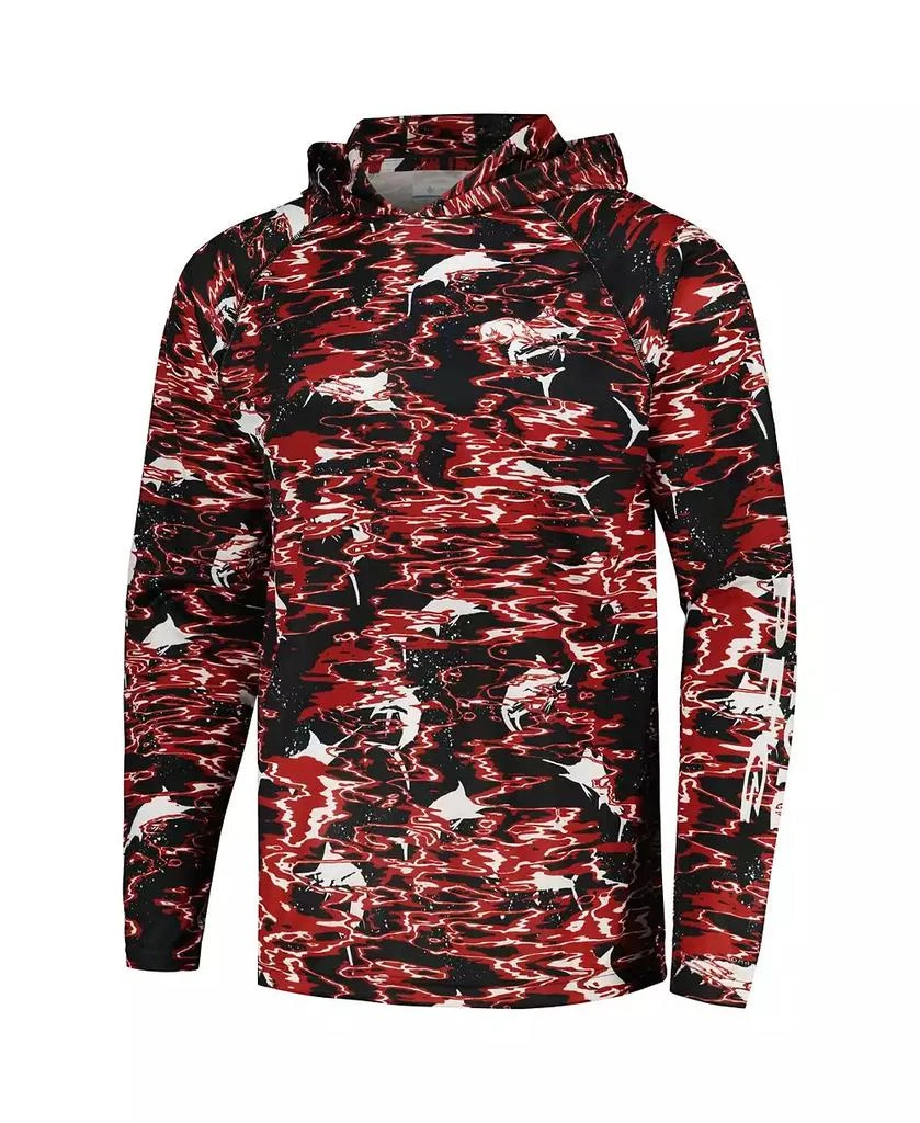 Columbia Men's  Black Arkansas Razorbacks PFG Terminal Tackle Omni-Shade Rippled Long Sleeve Hooded T-shirt 2