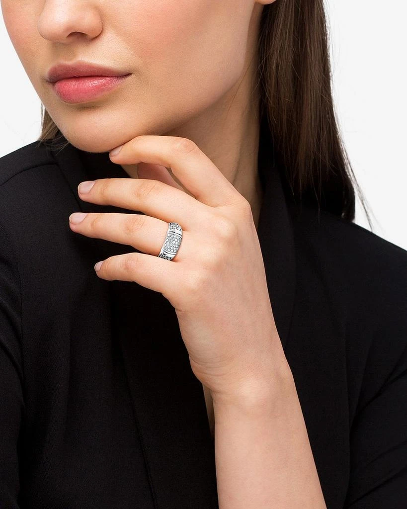LAGOS Sterling Silver Pavé Diamond Caviar Ring 5