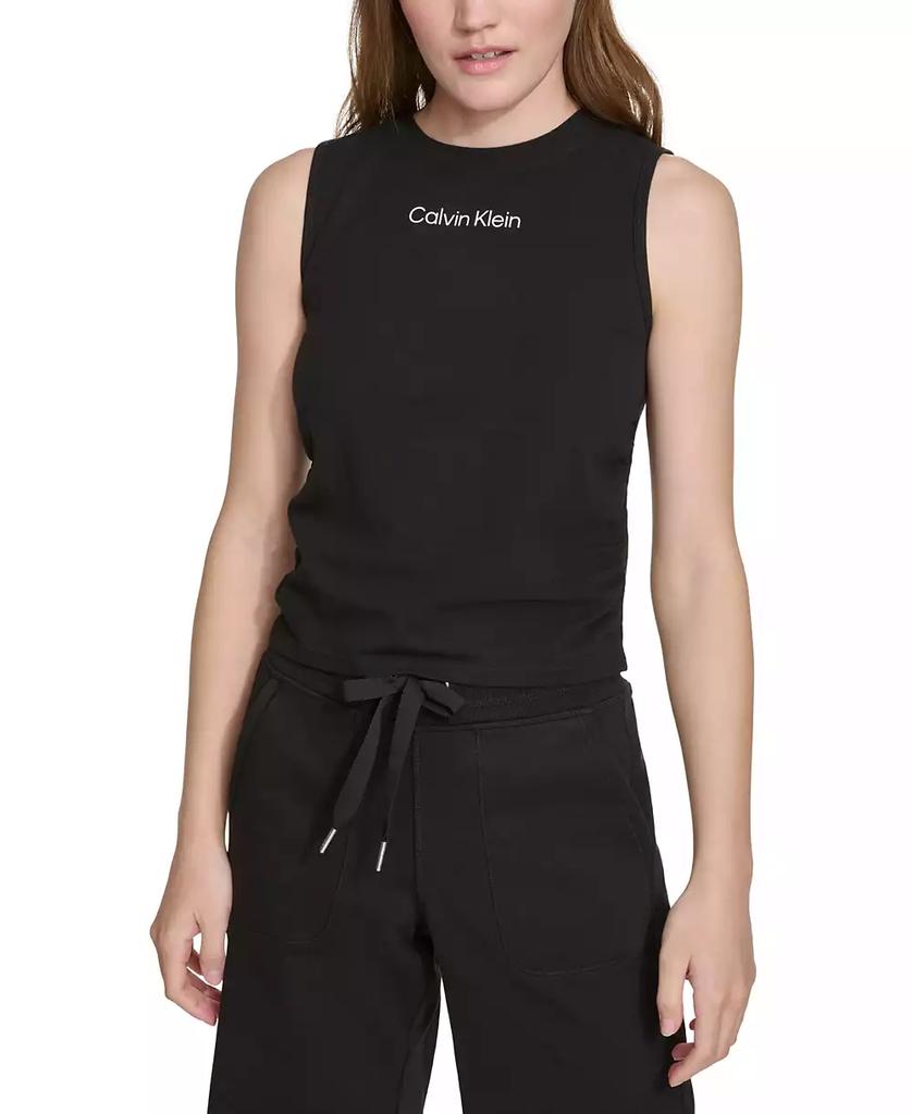 Calvin Klein Women's Ruched Crewneck Logo Tank Top