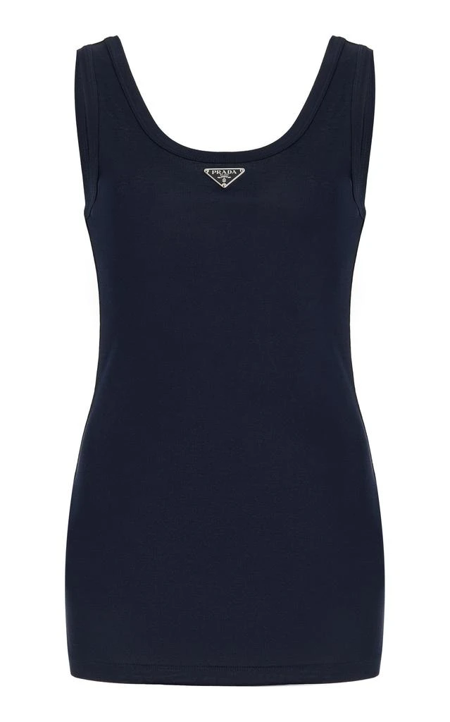 Prada Prada - Logo-Detailed Cotton Tank Top - Navy - IT 42 - Moda Operandi 1