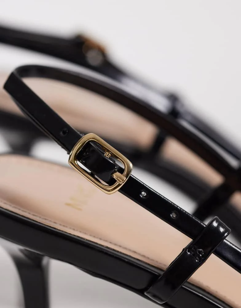 Mango Mango strap detail sling back heels in black 3