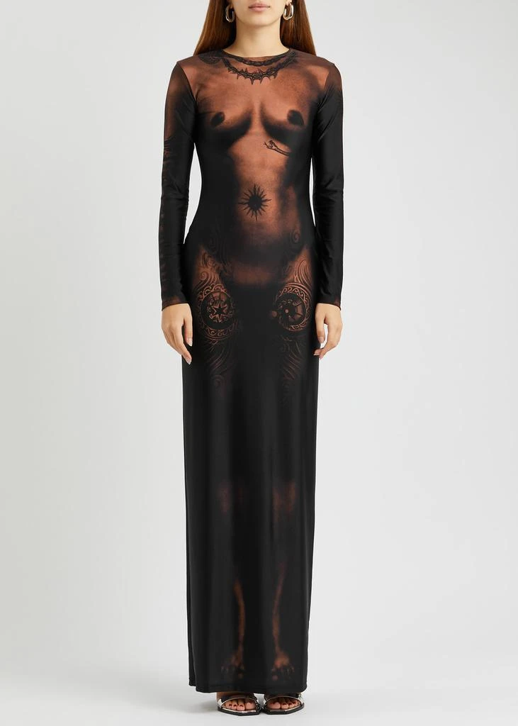 Jean Paul Gaultier Body Tattoo stretch-jersey maxi dress 2