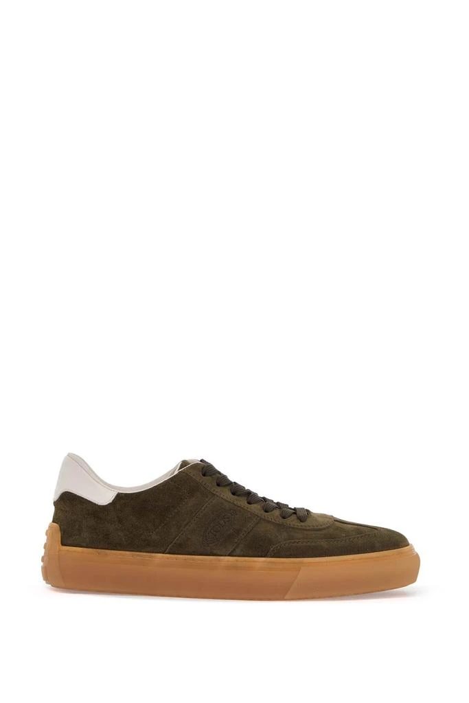 Tod's olive green suede lace-up shoes with non-slip sole 1