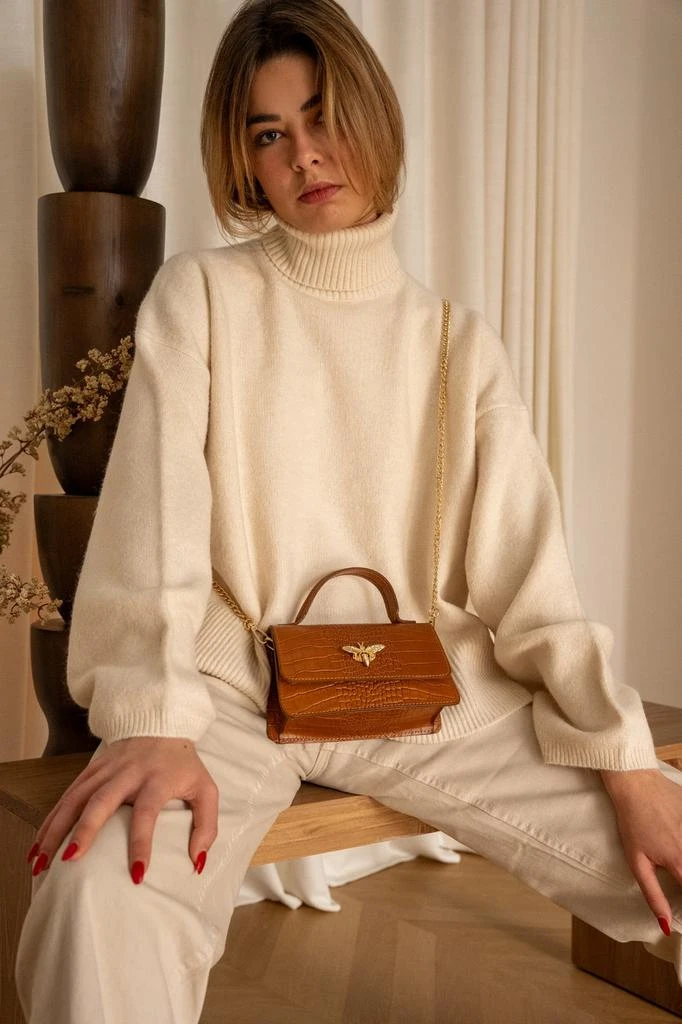 预计3周后发货 Christian Laurier Sac À Main Lily Croco - Camel 6