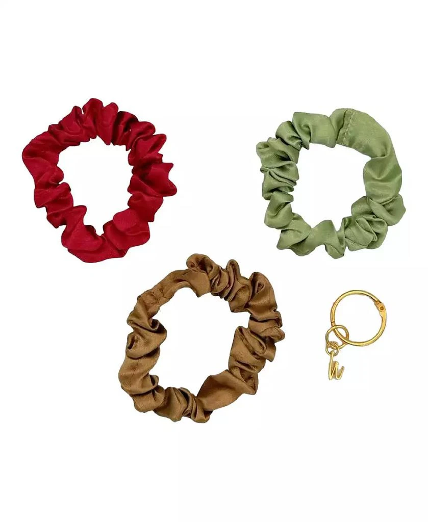 Headbands of Hope Women
s Satin Scrunchie Set - Olive, Burgundy, Gold