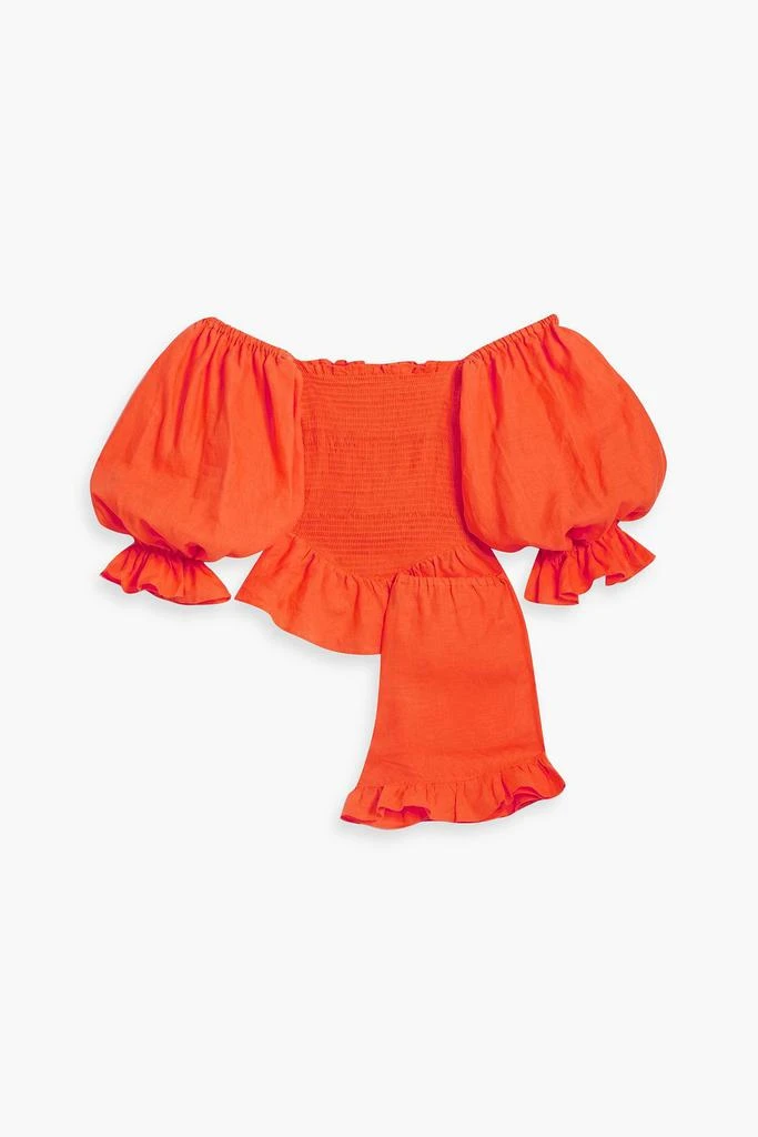 Sleeper Atlanta off-the-shoulder ruffled linen top and shorts set 1