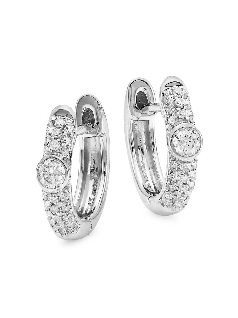 Meira T 14K White Gold & Diamond Huggie Earrings